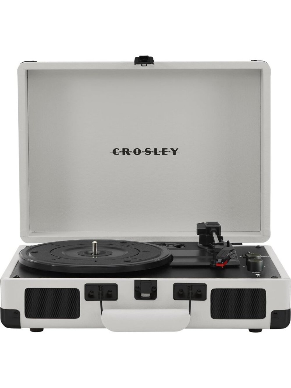Vintage-Inspired White Record Player with Bluetooth, Portable Turntable, Retro